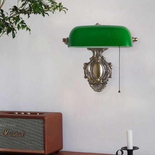 Retro Copper Green Glass Shade 1-Light Wall Sconce