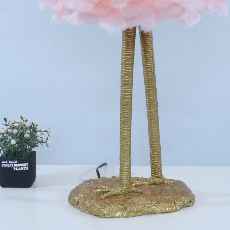Nordic Goose Feather Metal Flamingo Ball 1-Light Table Lamp