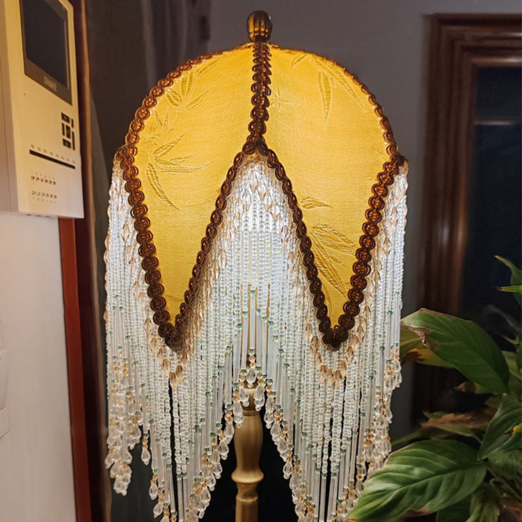 Traditional French Tassel Leaf Iron Fabric Table Lamp