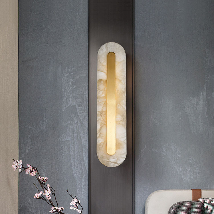 Light Luxury Brass Marble Oval Square LED Wall Sconce
