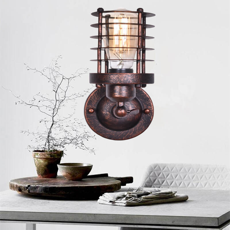 Northern Retro Industrial Wrought Iron 1-Light Wall Sconce