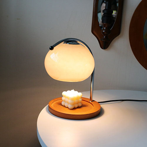 Vintage Glass Dome Solid Wood Base 1-Light Table Lamp