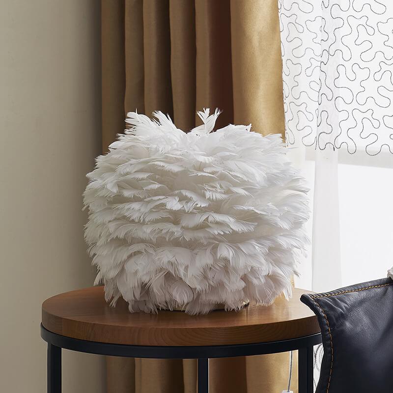 Modern Feather 1-Light Ball-Shaped Table Lamps Table Lamp