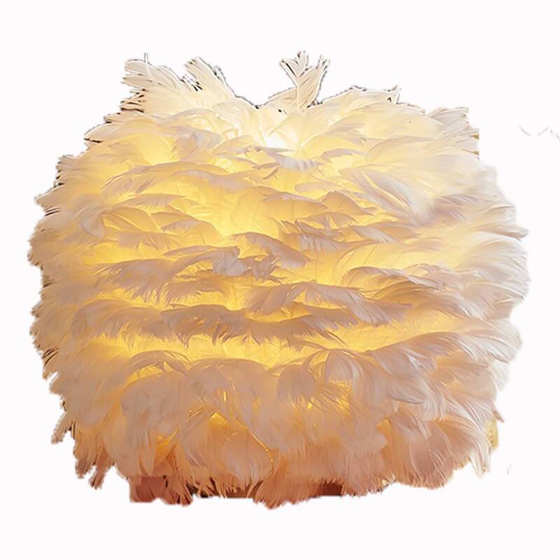 Modern Feather 1-Light Ball-Shaped Table Lamps Table Lamp