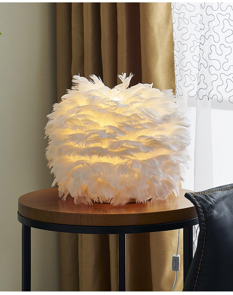Modern Feather 1-Light Ball-Shaped Table Lamps Table Lamp