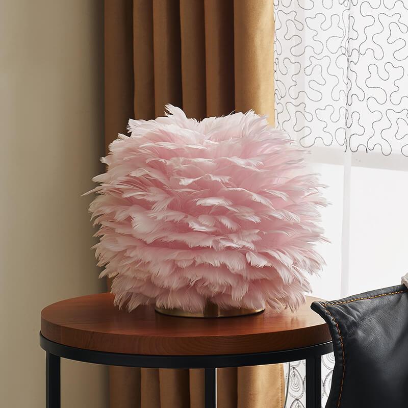 Modern Feather 1-Light Ball-Shaped Table Lamps Table Lamp
