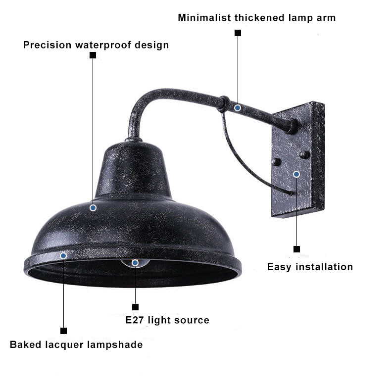 Industrial Gooseneck Outdoor Wall Sconce 1-Light