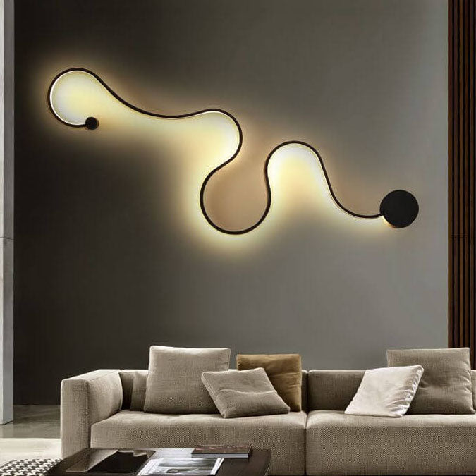 Modern Long Aluminum Snake Shaped Curved Wall Sconce