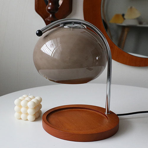 Vintage Glass Dome Solid Wood Base 1-Light Table Lamp