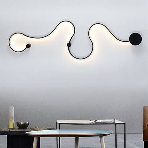 Modern Long Aluminum Snake Shaped Curved Wall Sconce