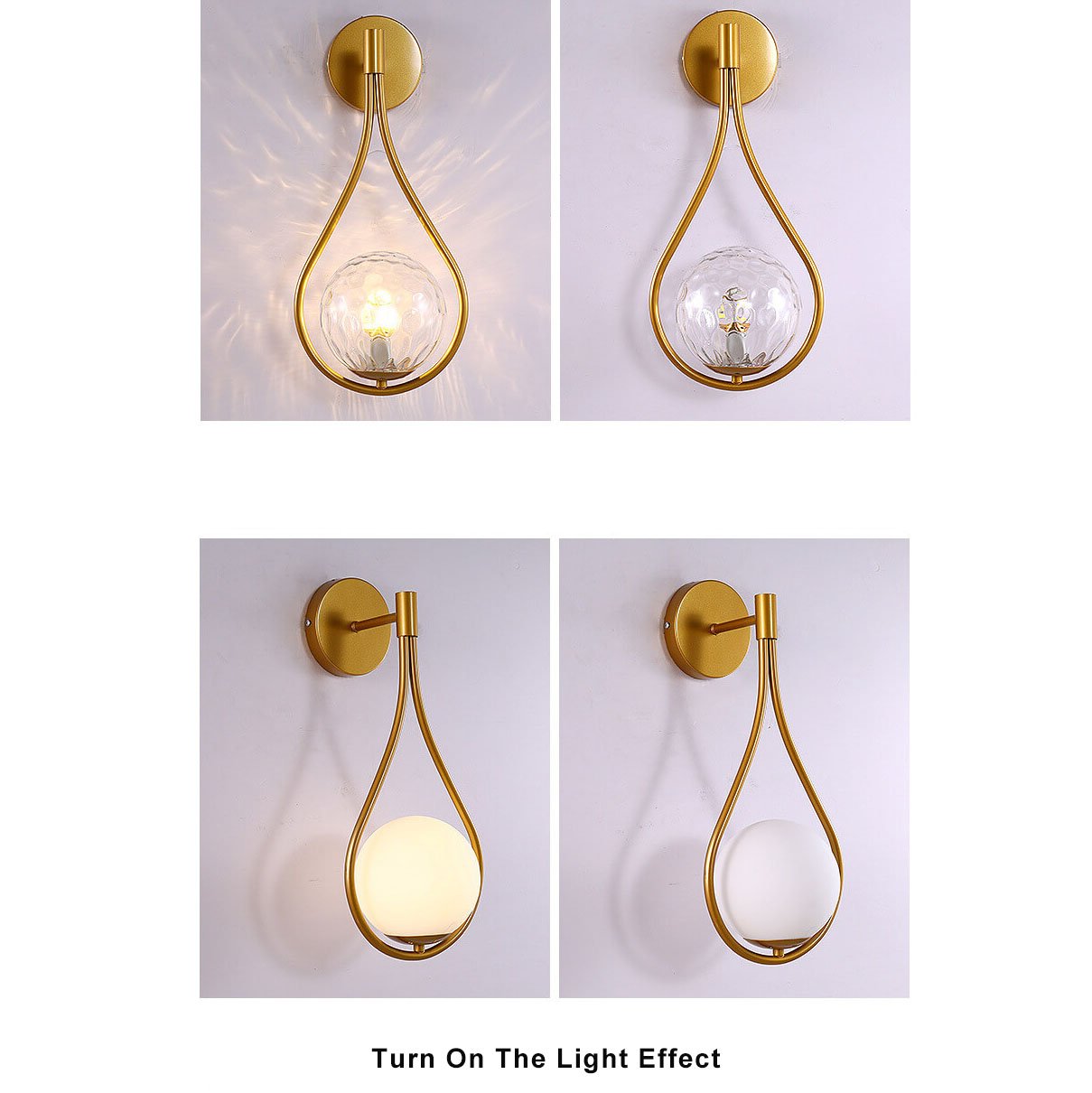 Modern 1-Light Globe Water Drop Armed Wall Sconce