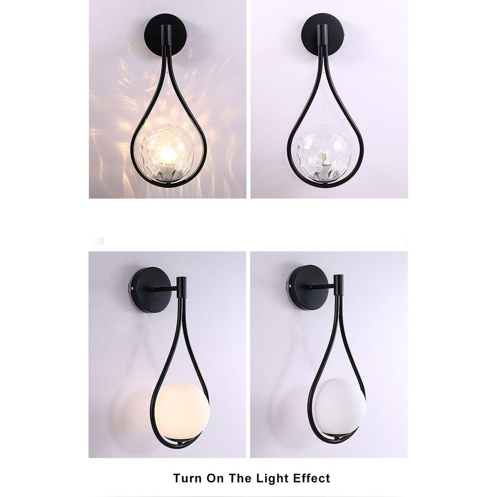 Modern 1-Light Globe Water Drop Armed Wall Sconce