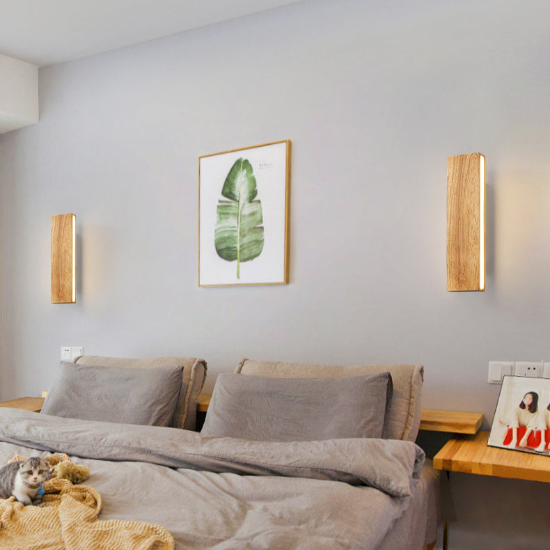 Minimalist Solid Wood LED Strip Wall Sconce Lamp Wall Sconce