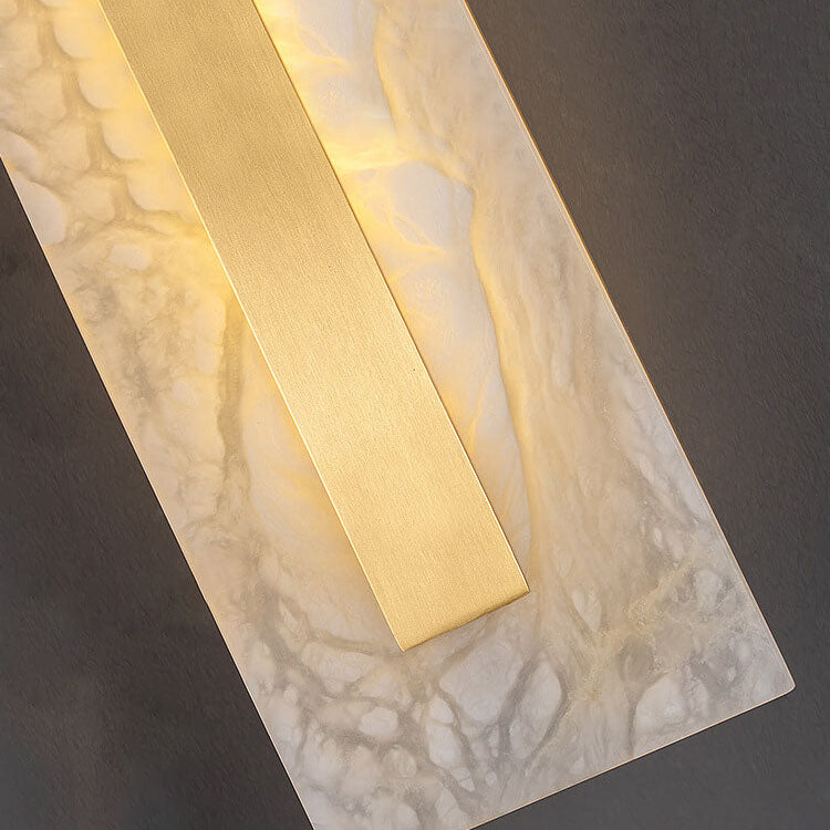 Light Luxury Brass Marble Oval Square LED Wall Sconce