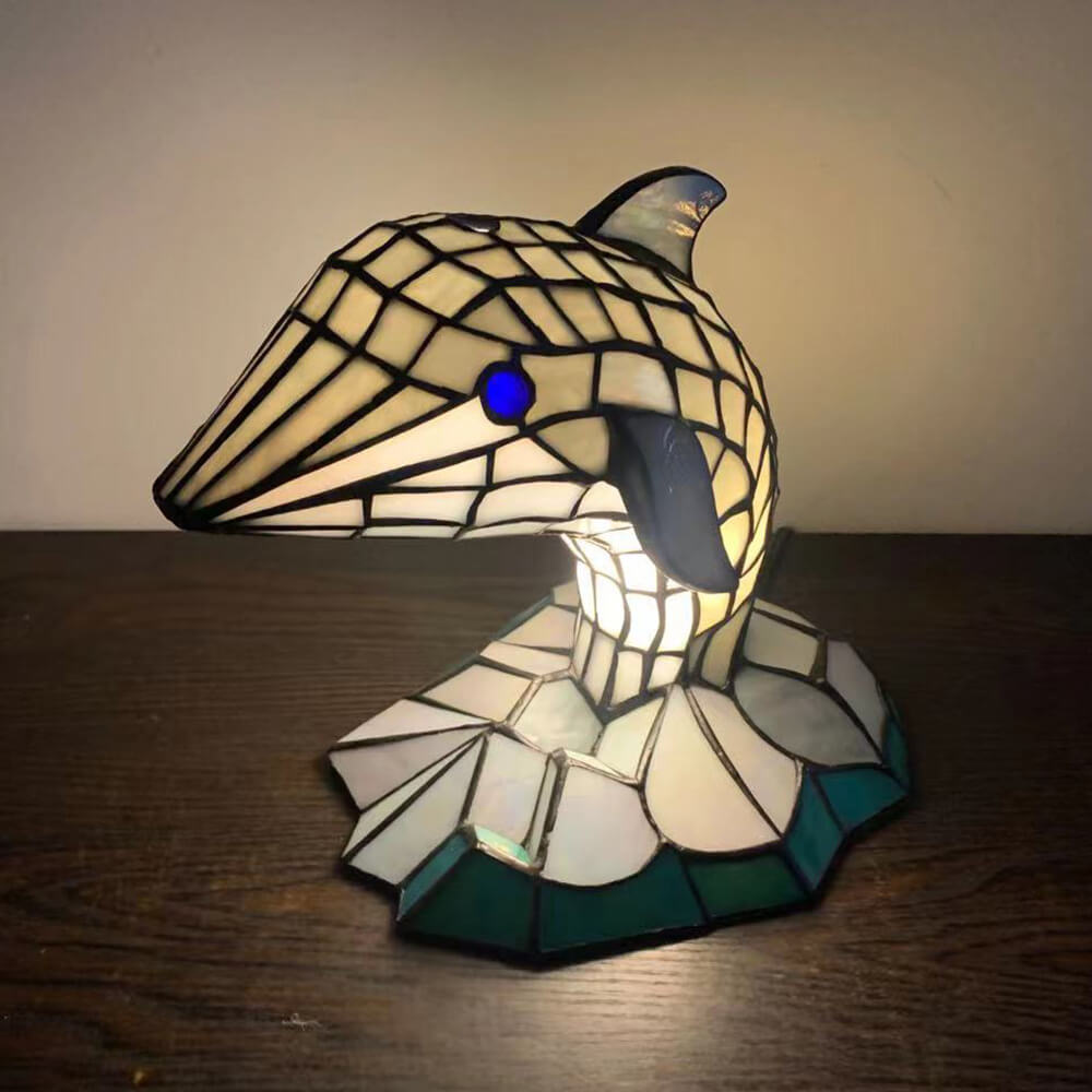 Tiffany Creative Animal Stained Glass 1-Light Table Lamp