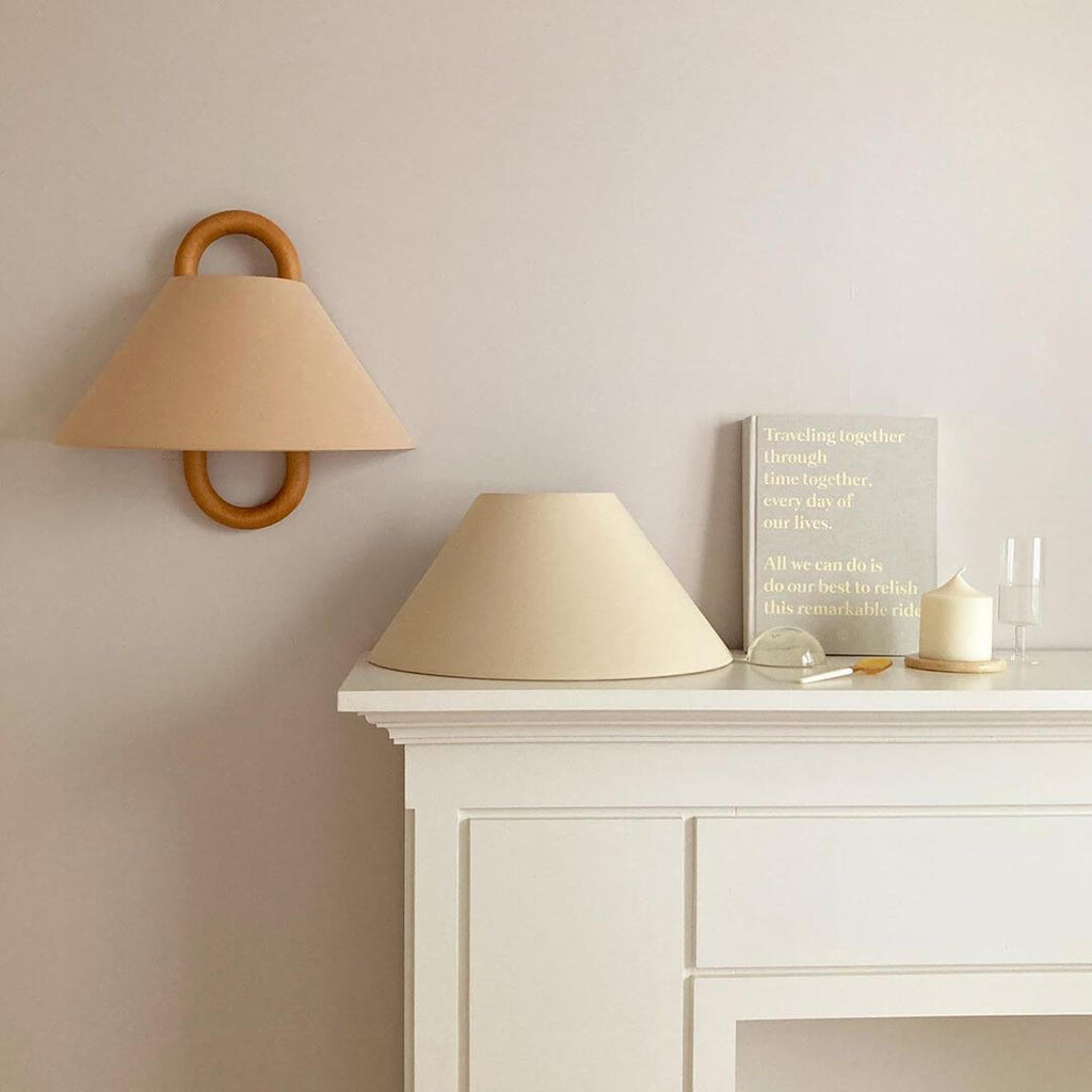 Modern Solid Wood Pleated Semi-Circle Wall Sconce