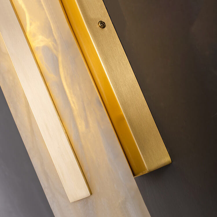 Light Luxury Brass Marble Oval Square LED Wall Sconce