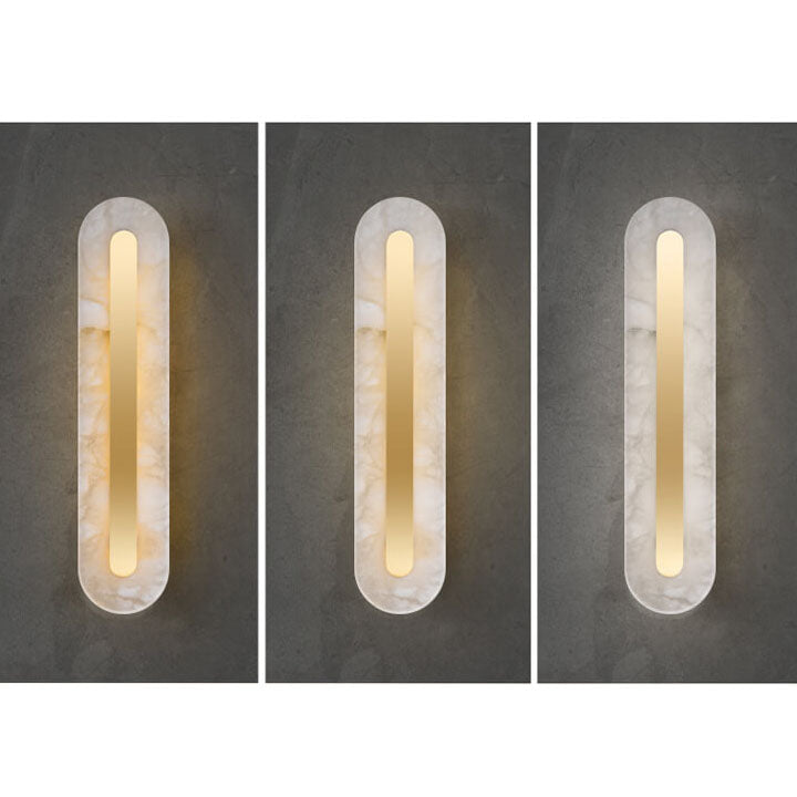 Light Luxury Brass Marble Oval Square LED Wall Sconce