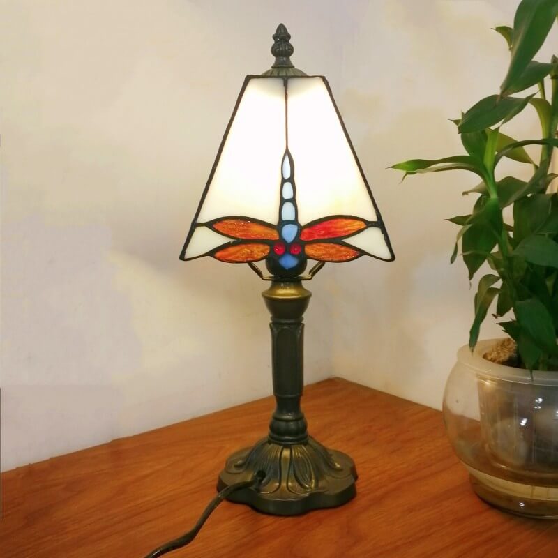 Traditional Tiffany Square Stained Glass Iron Table Lamp