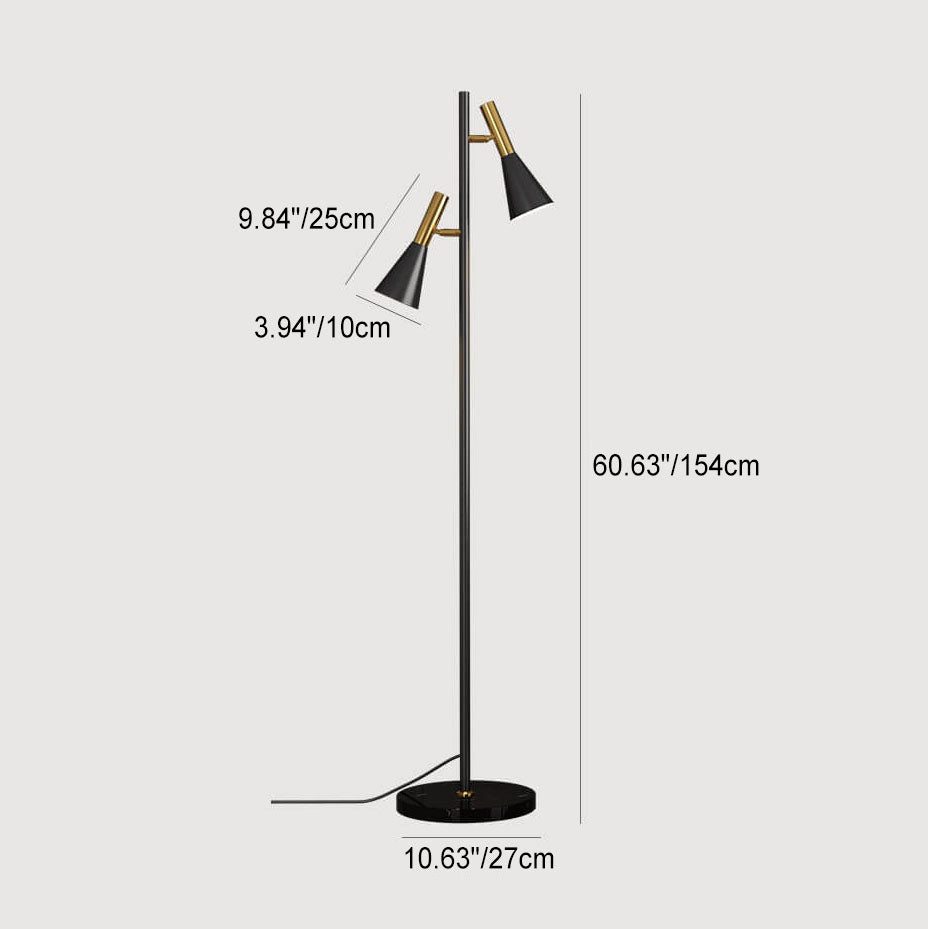Modern Minimalist Gold 2-Light Floor Lamp