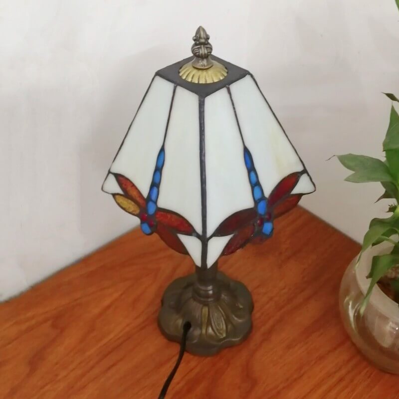 Traditional Tiffany Square Stained Glass Iron Table Lamp