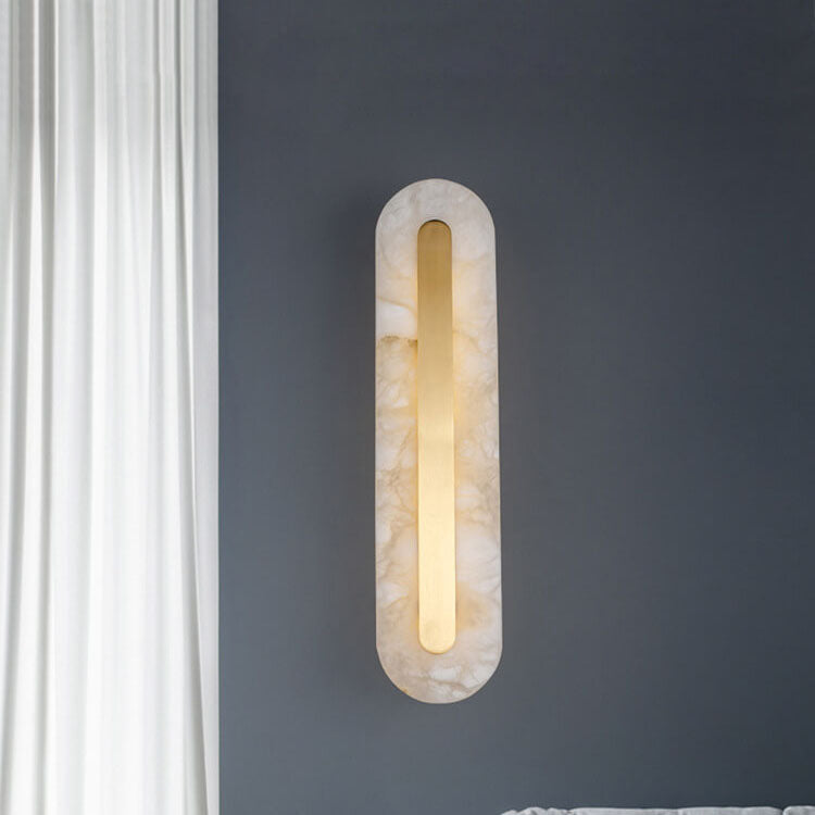 Light Luxury Brass Marble Oval Square LED Wall Sconce