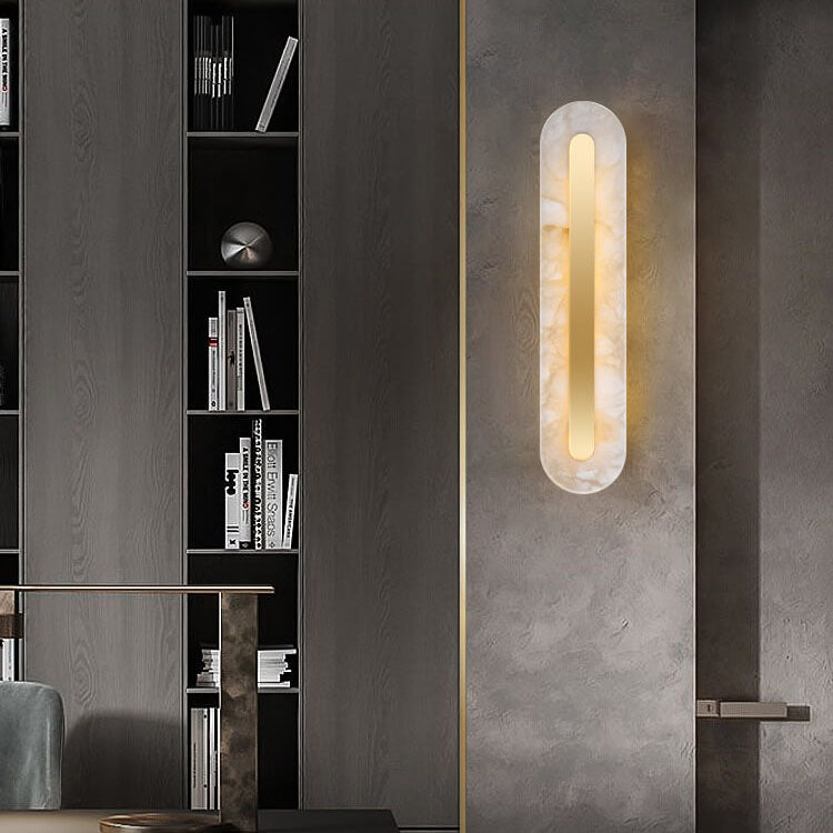 Light Luxury Brass Marble Oval Square LED Wall Sconce