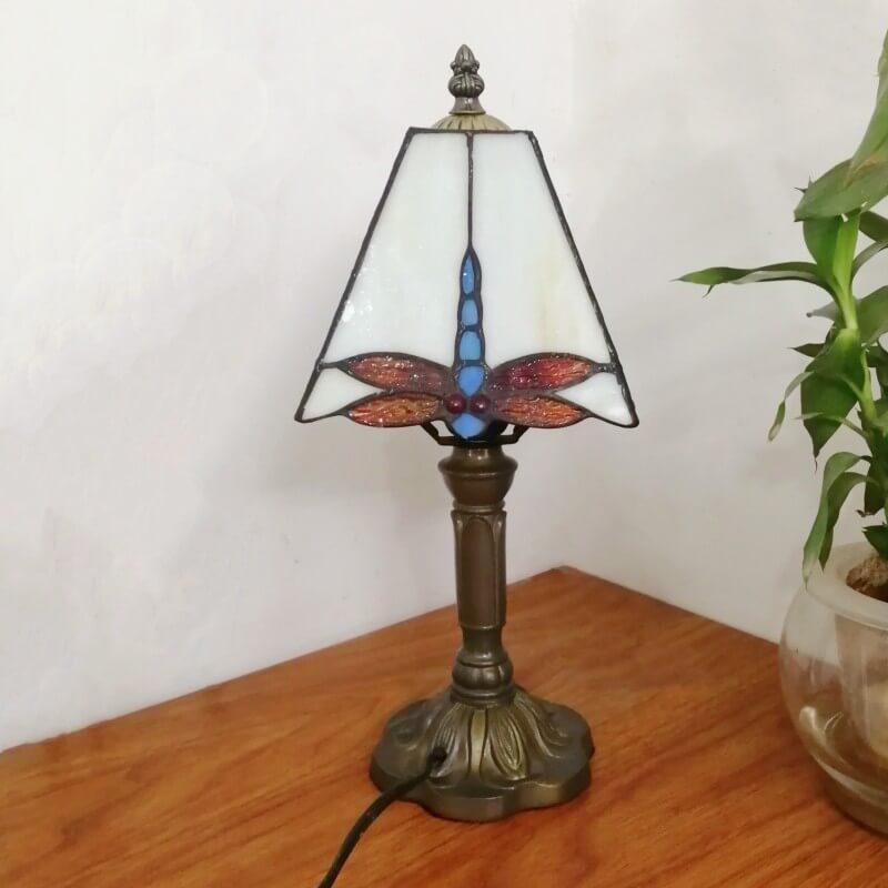 Traditional Tiffany Square Stained Glass Iron Table Lamp