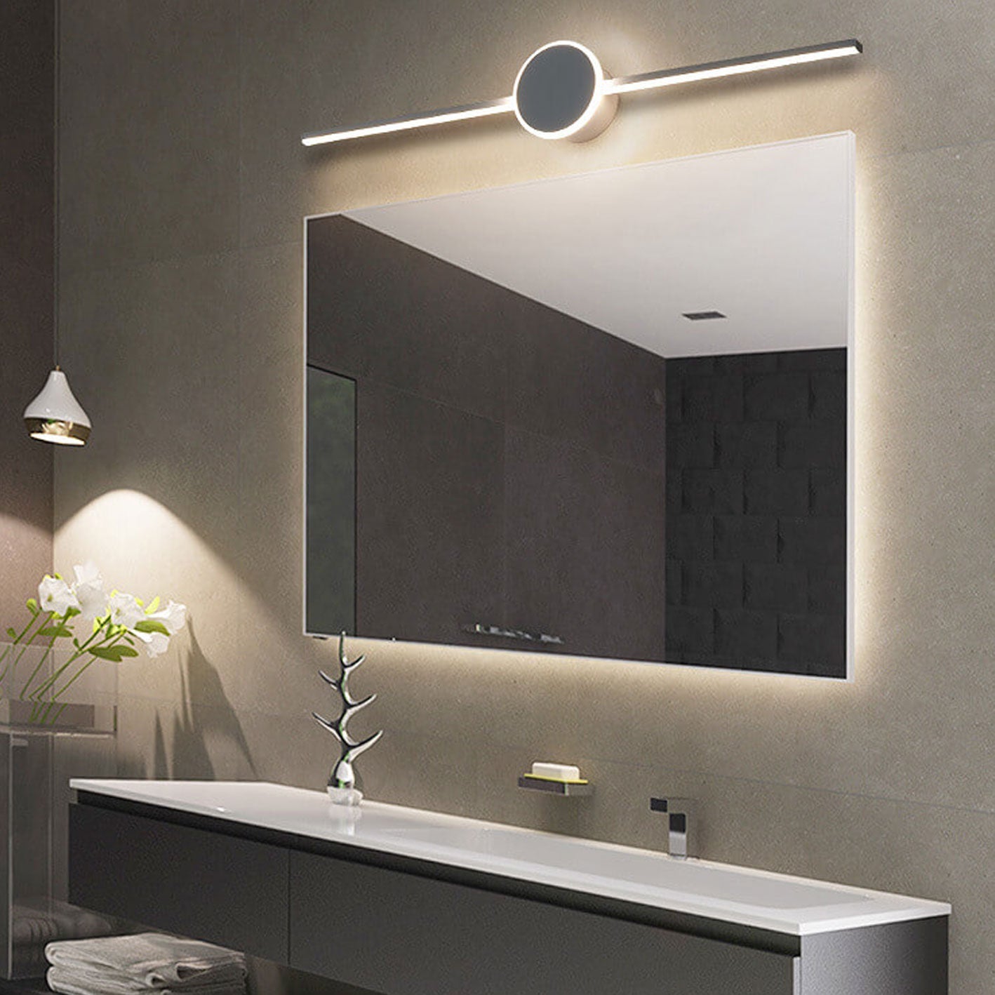 Nordic Minimalist Long Disc LED Bathroom Vanity Wall Sconce