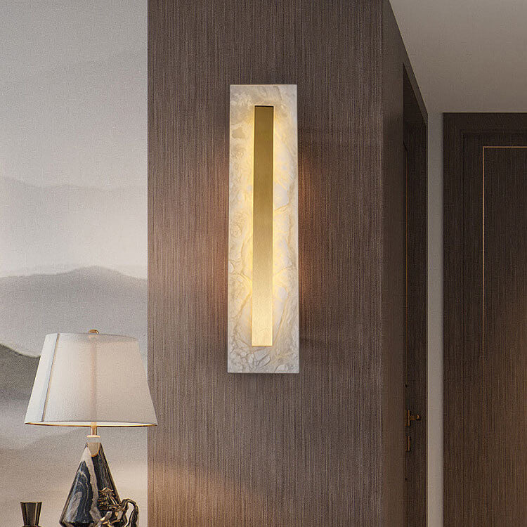 Light Luxury Brass Marble Oval Square LED Wall Sconce