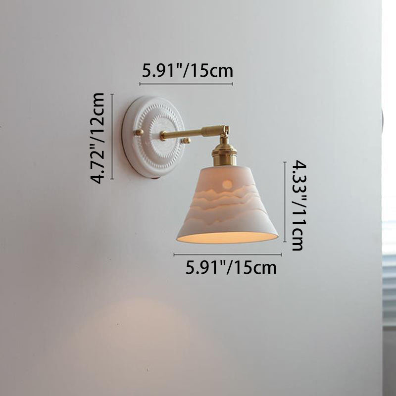 Traditional Vintage Round Ceramic Brass 1-Light Wall Sconce
