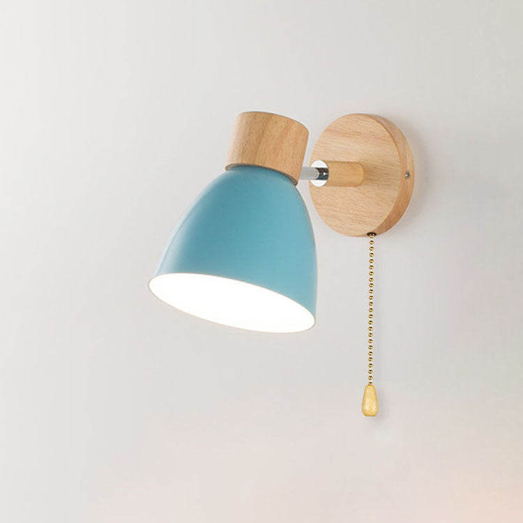 Modern Minimalist Macaron Iron Wood Wall Sconce