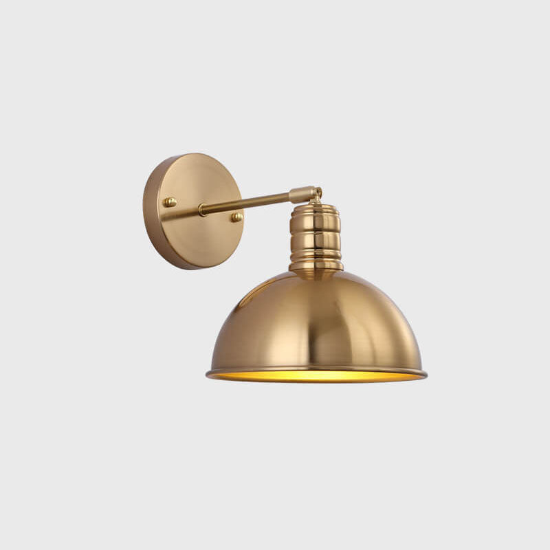 Contemporary Industrial Iron Plated Brass Cone Wall Sconce