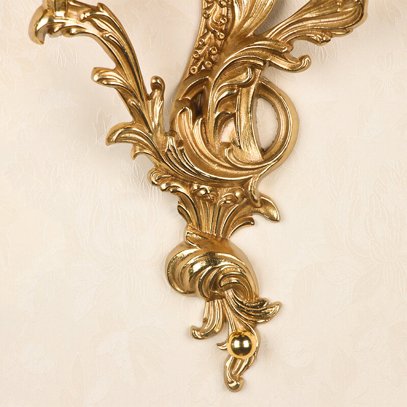 French Vintage Brass Candle 2/3 Light Wall Sconce