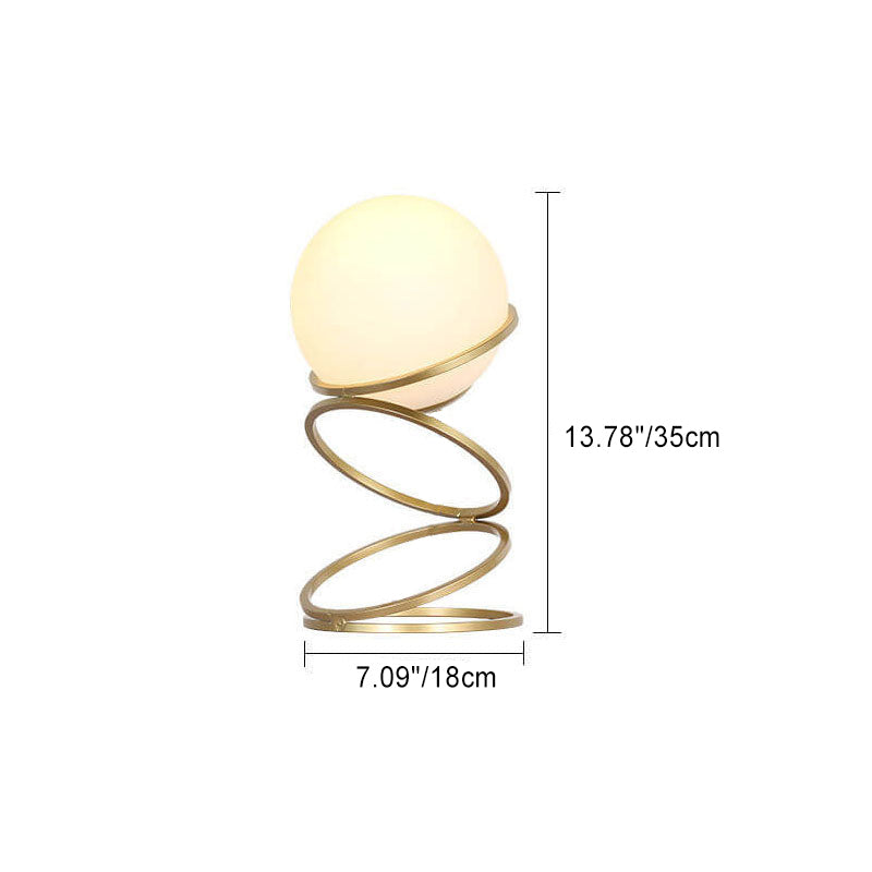 Modern Minimalist Spiral Circle Base Iron Glass Table Lamp