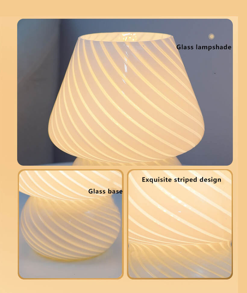 Retro Creative Glass Mushroom 1-Light LED Night Table Lamp