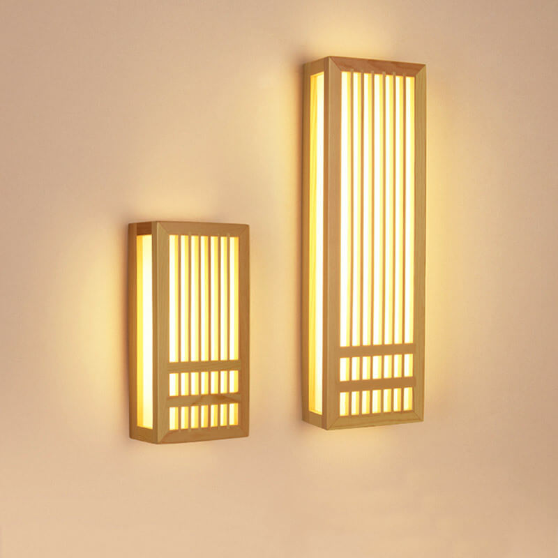 Modern Minimalist Solid Wood Acrylic Rectangular Wall Sconce