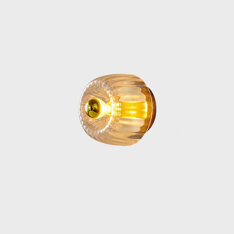 Modern Luxury Glass Sun Shape Full Copper Dual Wall Sconce