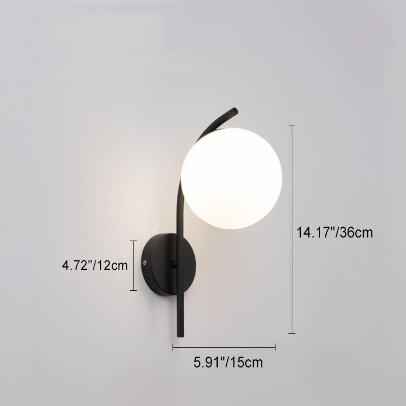 Nordic Arc Glass Globe 1-Light Wall Sconce