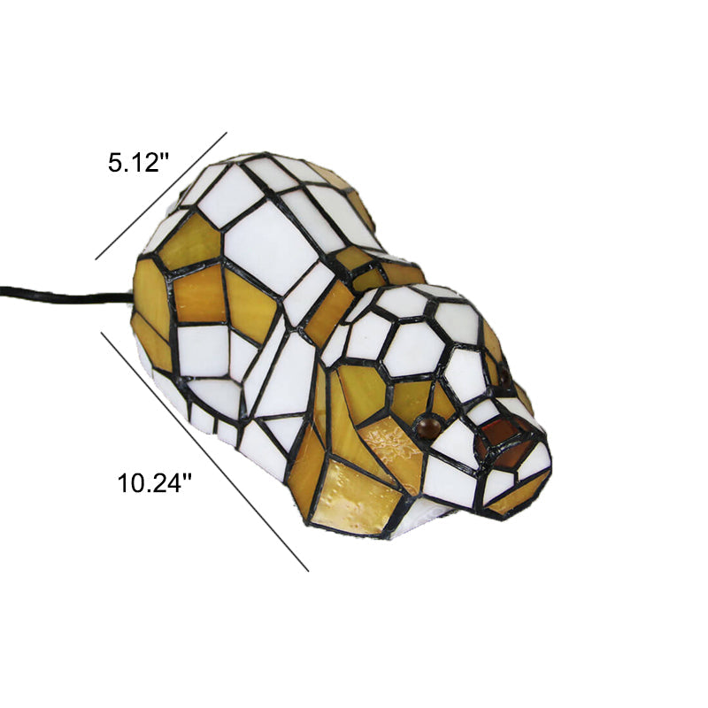 Tiffany Creative Cats/Dogs Stained Glass 1-Light Table Lamp