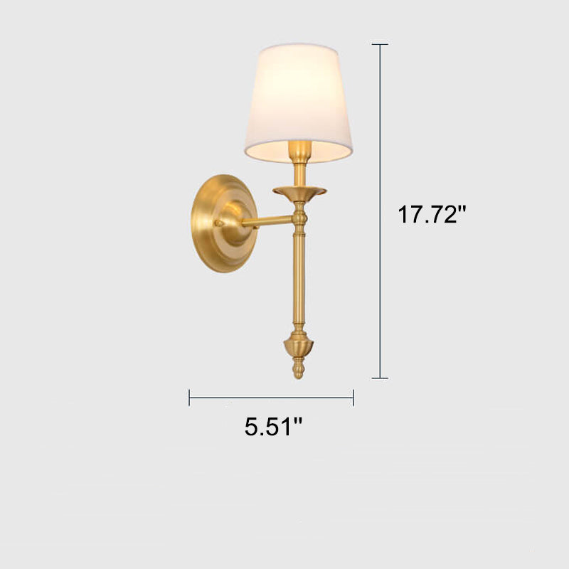 Modern Brass Fabric Shade 1/2 Light Wall Sconce