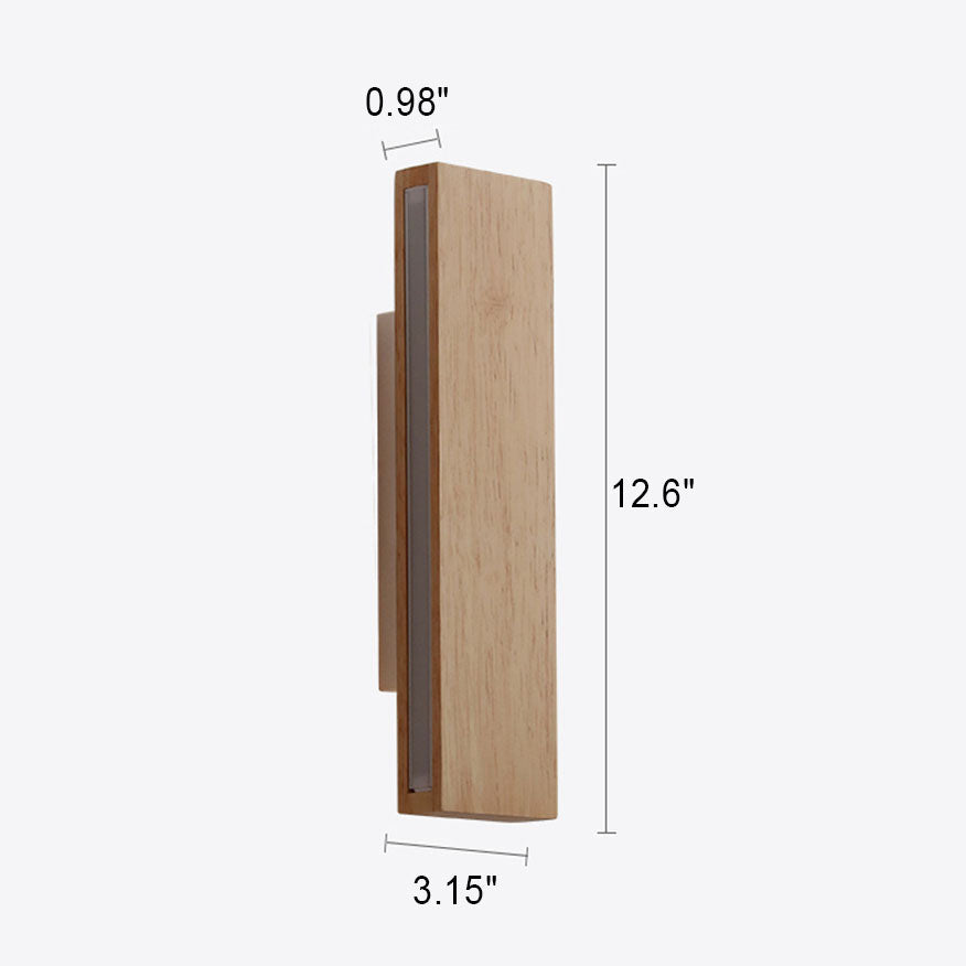 Japanese Minimalist Log Rectangular Flat Wall Sconce