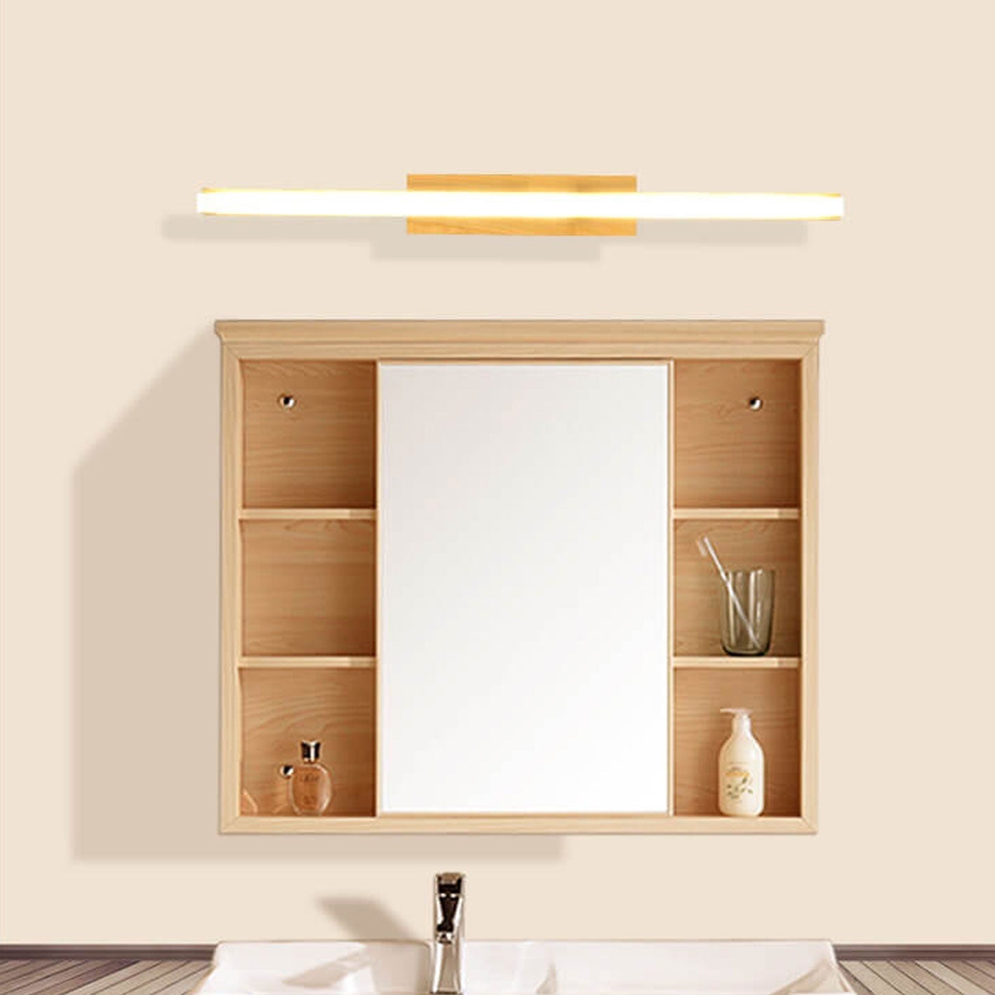 Nordic Minimalist Log Strip Vanity Light LED Wall Sconce