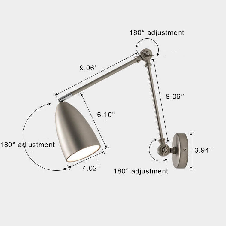 Retro Industrial Swing Arm Rotating Retractable Wall Sconce