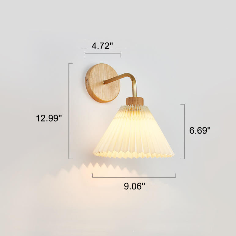 Modern Minimalist Pleated Umbrella Shade 1-Light Wall Sconce
