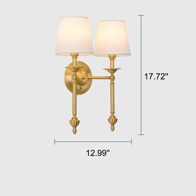 Modern Brass Fabric Shade 1/2 Light Wall Sconce