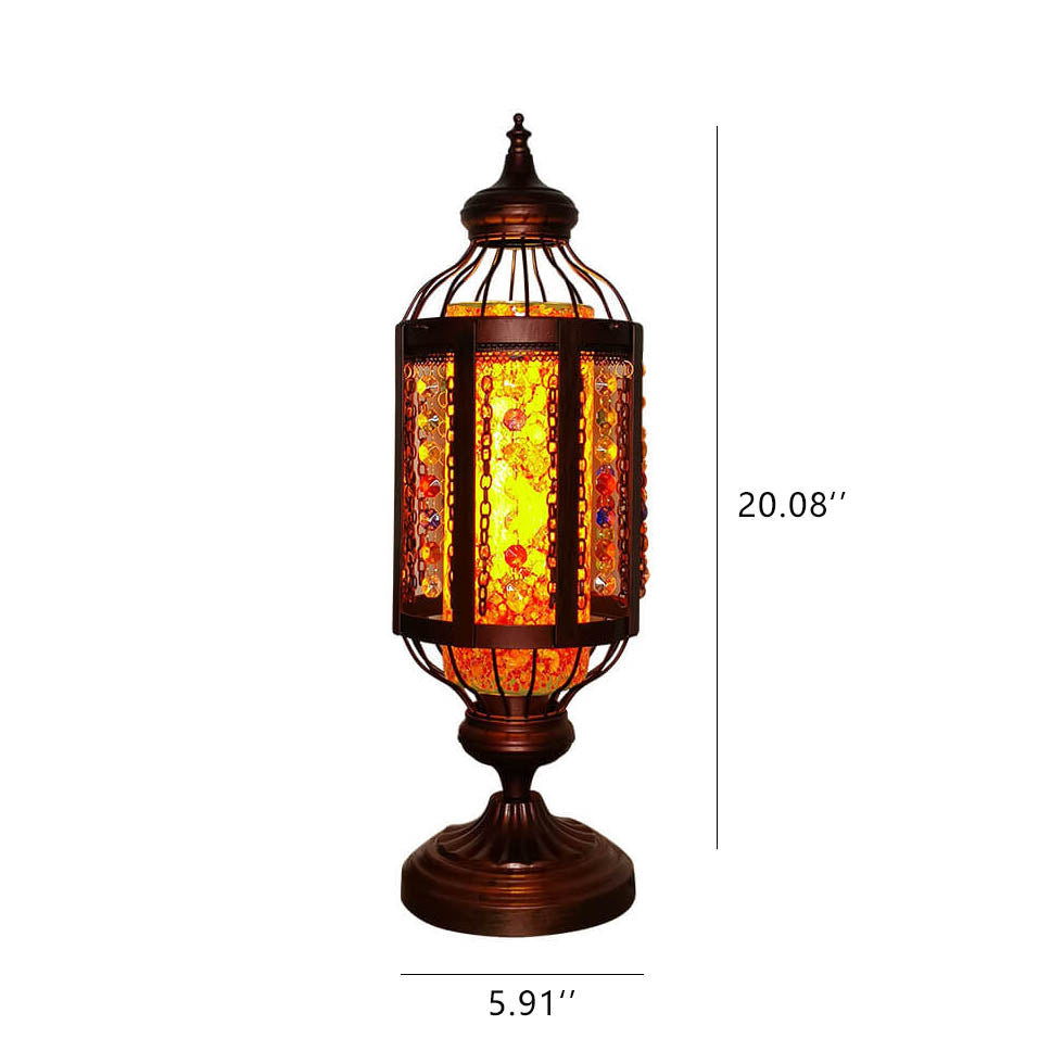 Vintage Turkish Stained Glass Lantern 1-Light Table Lamp