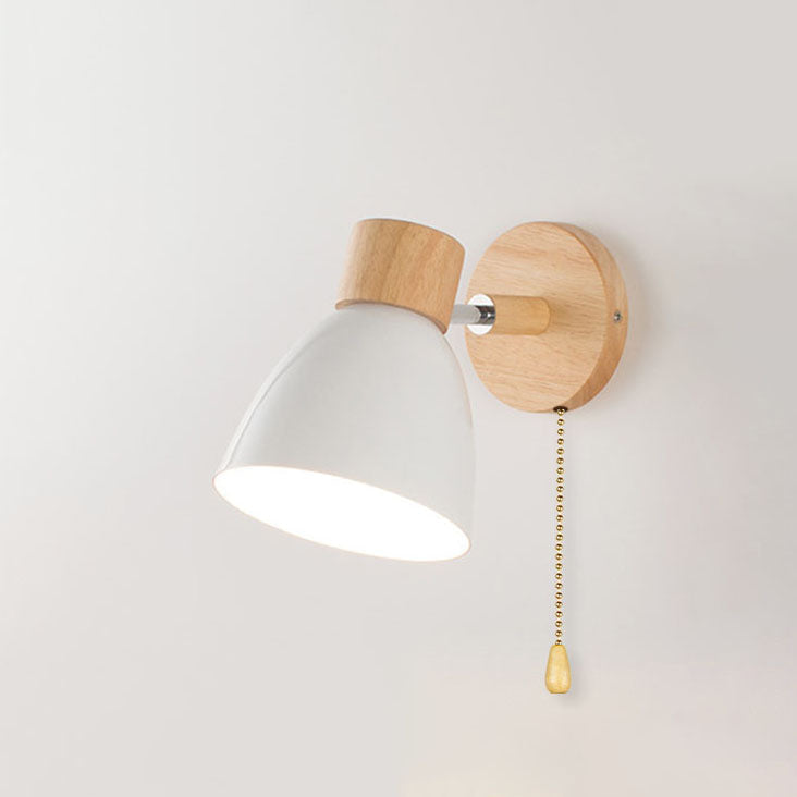 Modern Minimalist Macaron Iron Wood Wall Sconce