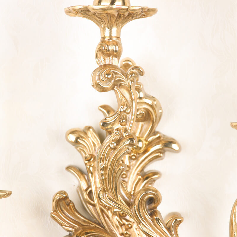 French Vintage Brass Candle 2/3 Light Wall Sconce