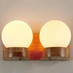 Contemporary Nordic Rubberwood Glass Ball Wall Sconce